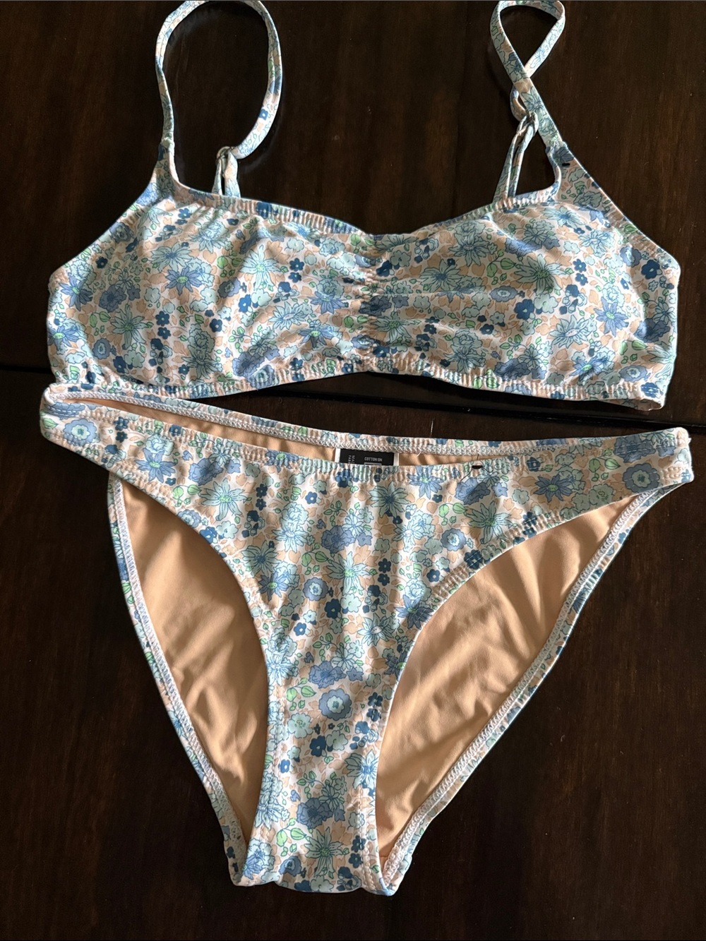 Cotton On Floral Blue & Peach Two-Piece Bikini